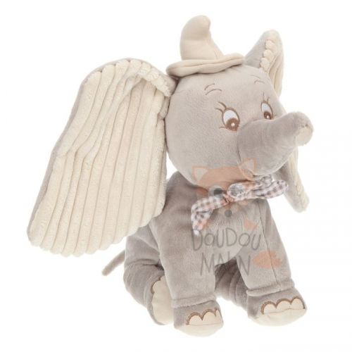  peluche dumbo elephant noeud papillon vichy gris crème 